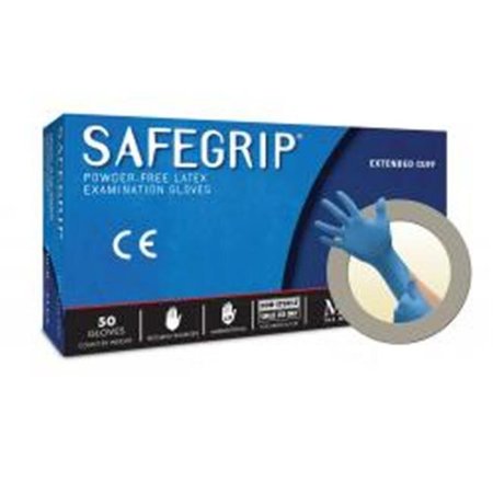 ANSELL SafeGrip, Latex Exam Gloves, Latex, L, Blue MICSG375L